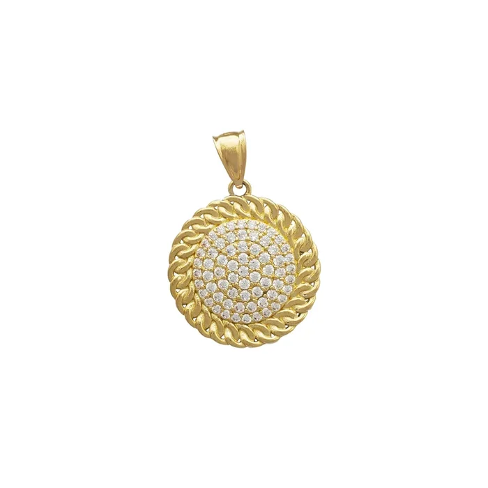 Iced-Out Cuban Link Sunflower Pendant (14K)