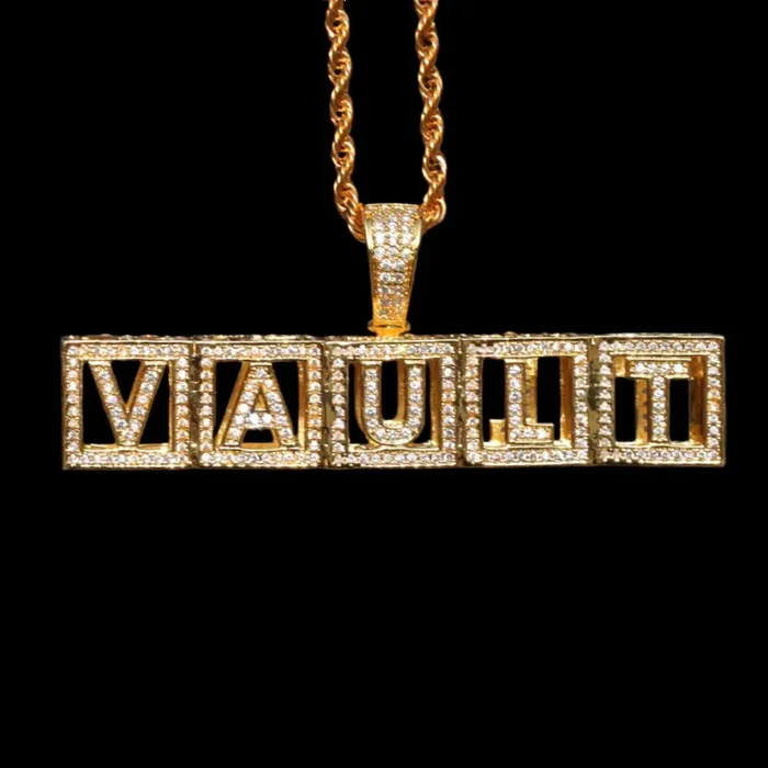 Iced out Custom Hollow square letter Pendant