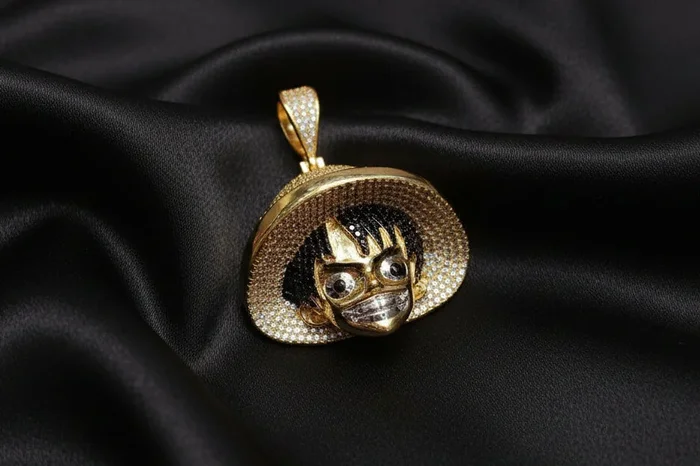 Iced out gold plated One Piece Anime pendant