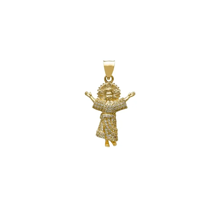 Iced-Out Halo Baby Jesus Pendant (14K)