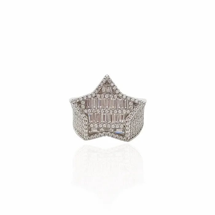 Iced-Out Permafrost Star Ring (Silver)