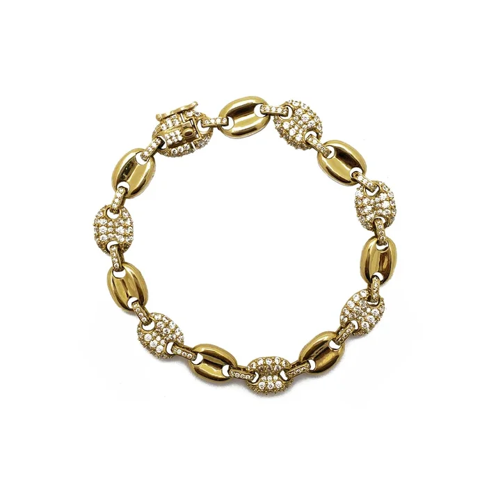 Iced-Out Puffy Mariner Bracelet (14K).