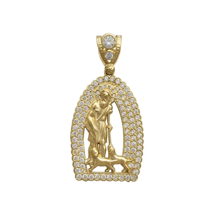 Iced-Out Shrine Saint Lazarus Pendant (14K)