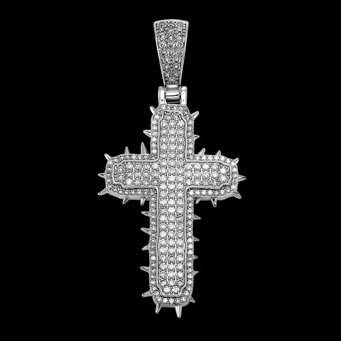 Iced Prickly Cross Pendant