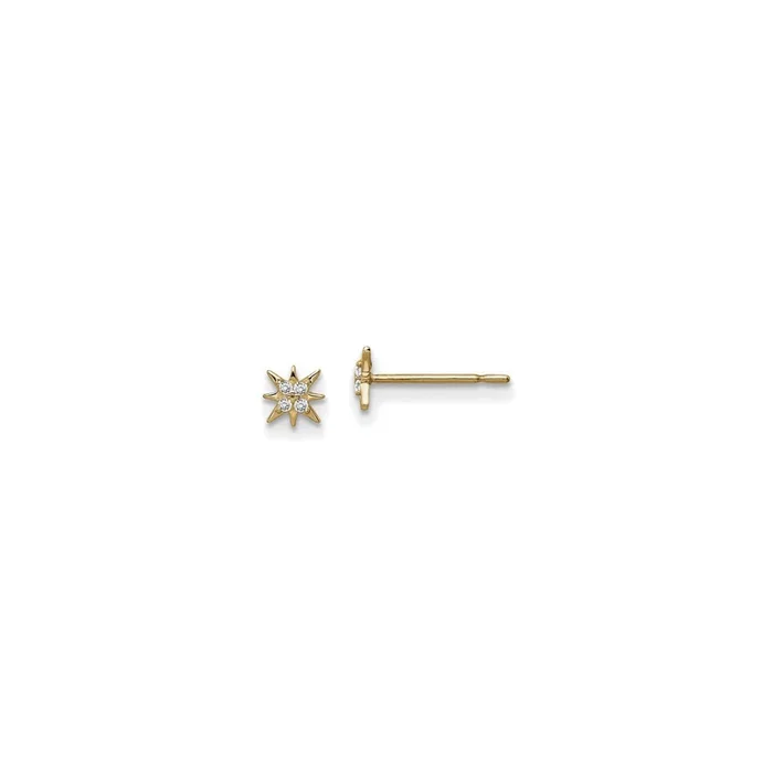 Icy 8 Points Star Post Earrings (14K)