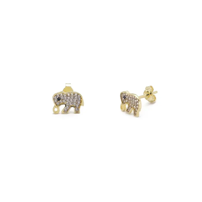 Icy Elephant Stud Earrings (14K)