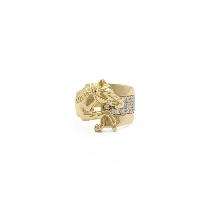 Icy Racing Horse Ring (14K)