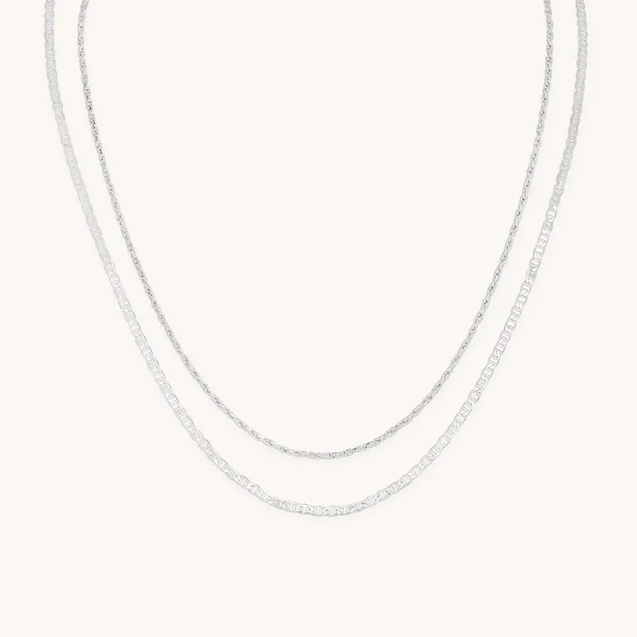 Illusion Double Chain Necklace in Silver