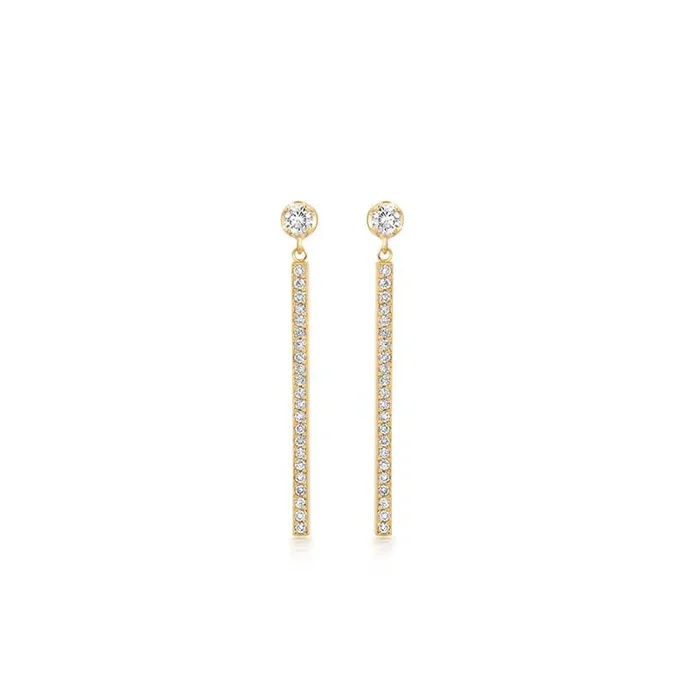 Illusion Set Diamond & Diamond Stick Stud Earrings