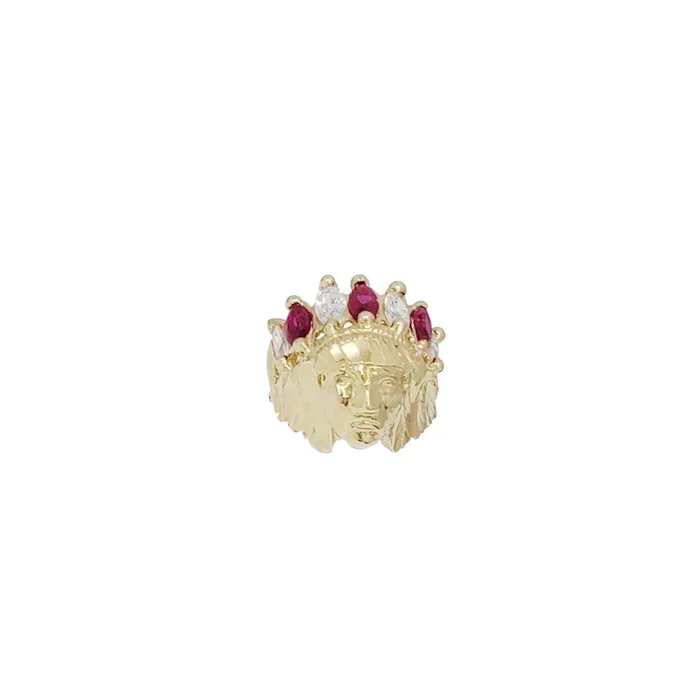 Indian Native Chief Head Ring (14K)