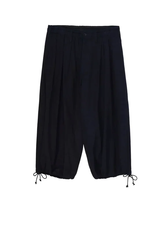 INDIGO DYED COTTON TWILL BALLOON PANTS