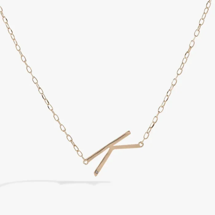 Initial K Precious Elongated Necklace