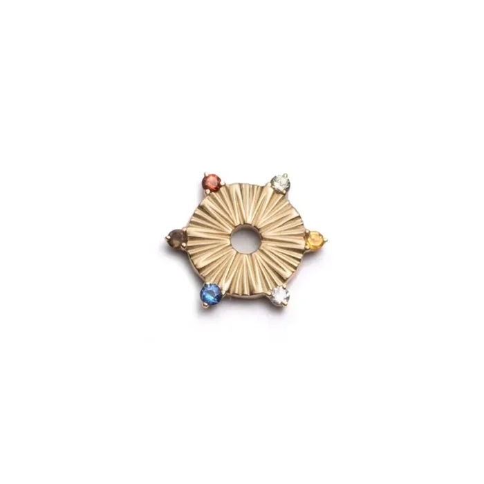 Inner Light – Foundational Keys Disk : in Yellow Gold with Multi Gemstones