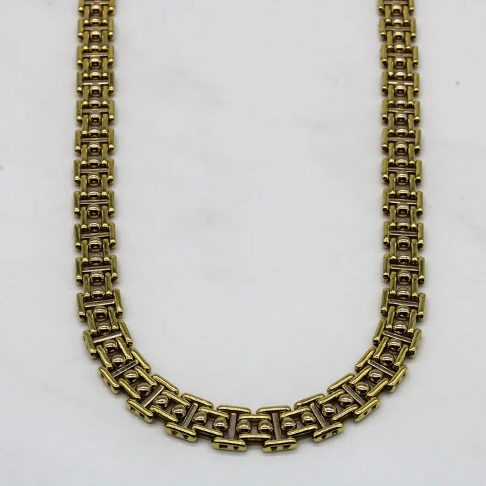 Italian 18k Yellow Gold Strap Link Necklace | 20″ |