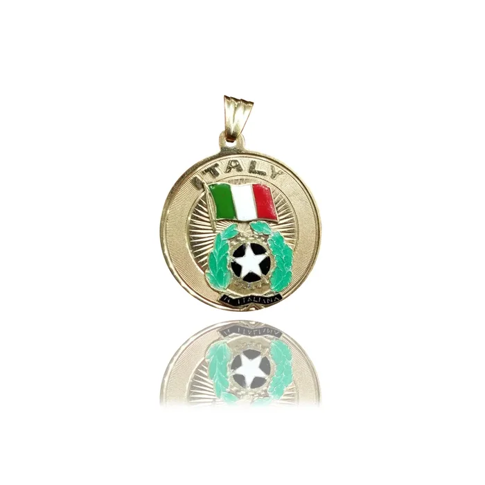 Italy Flag Medallion Pendant (14K)