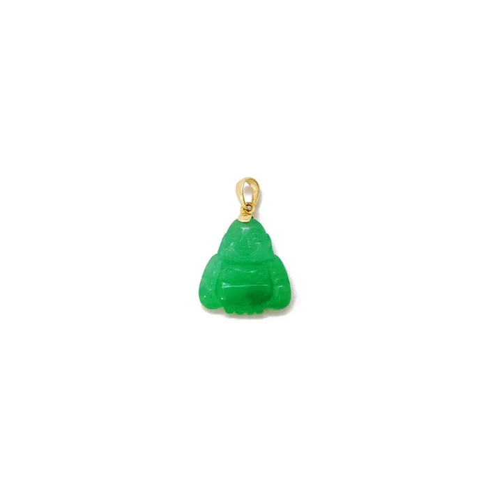 Jade Laughing Buddha Pendant (14K)