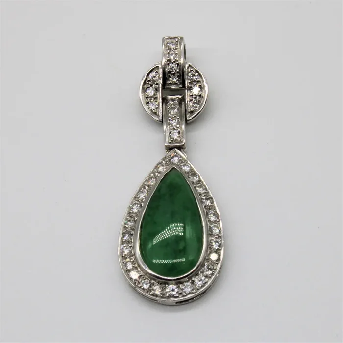 Jadeite & Diamond Tear Drop Pendant | 1.50ct, 0.40ctw |