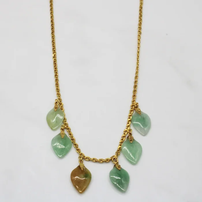 Jadeite Leaf Charm Necklace | 5.85ctw | 16″ |