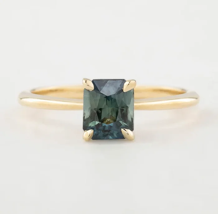 Jane Ring – 1.21ct Emerald Cut Parti Teal Blue Green Australian Sapphire (One of a kind)