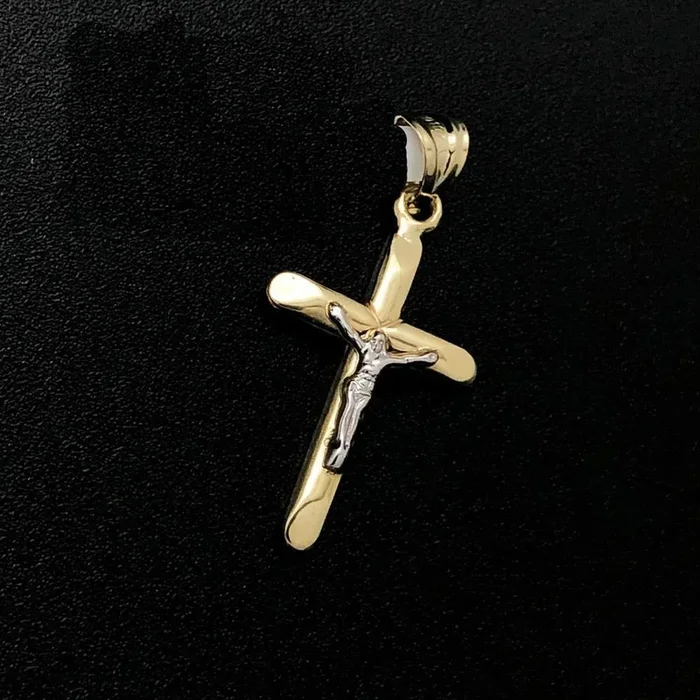 Jesus Crucifix Polished Cross 10K Yellow Gold Pendant