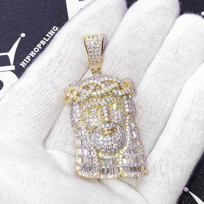 Jesus Piece Baguette VVS CZ Hip Hop Iced Out Pendant