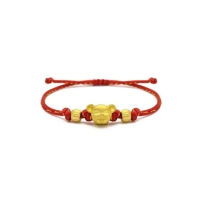 Joyful Rat Chinese Zodiac Red String Bracelet (24K)