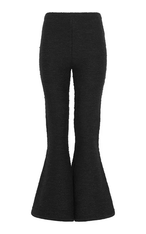 カルポ フレアクロップドニットパンツ（ブラック カシミアシルク）