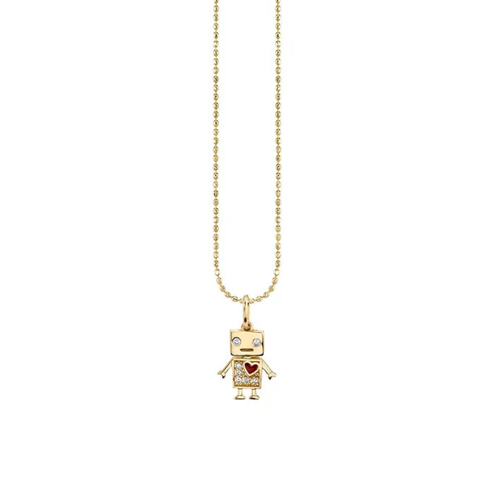 Kids Collection Gold & Diamond Baby Robot Necklace