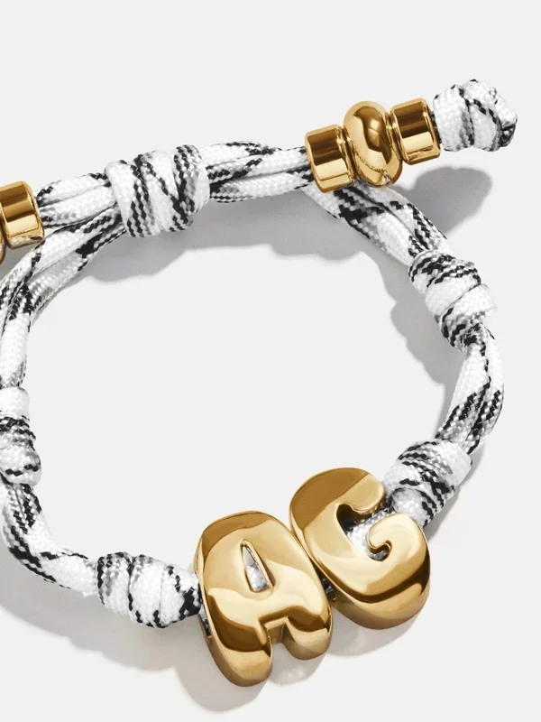 Knotty Initial Custom Bracelet – Onyx/White Double Letters