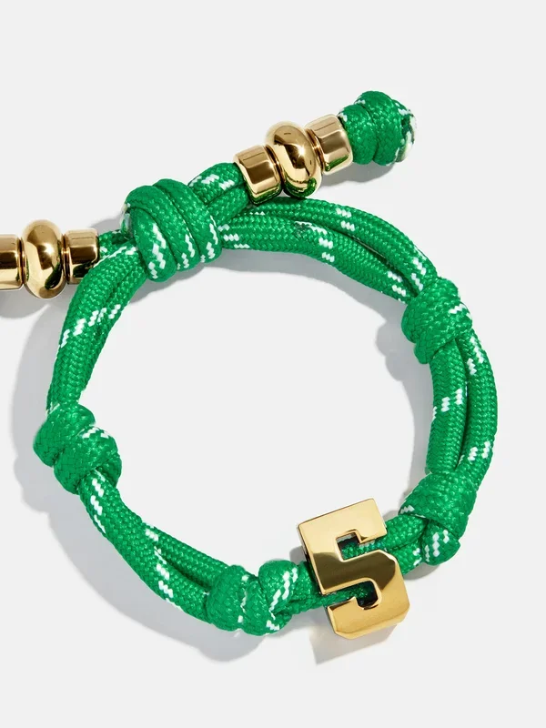 Knotty Varsity Number Custom Bracelet – Bright Green Single Digit