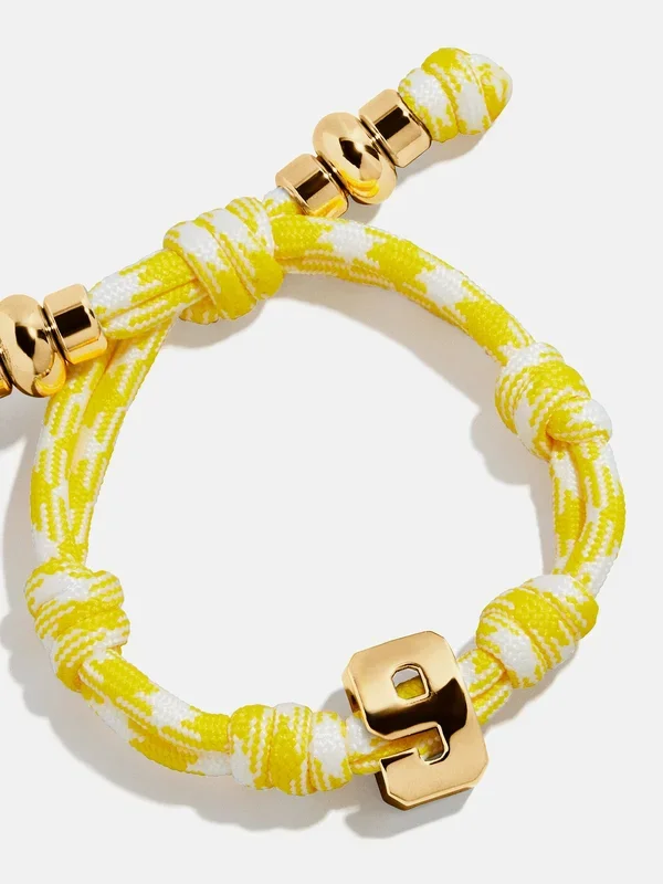 Knotty Varsity Number Custom Bracelet – Bright Yellow Single Digit