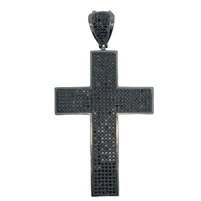 Large All Black CZ Cross Iced Out Pendant