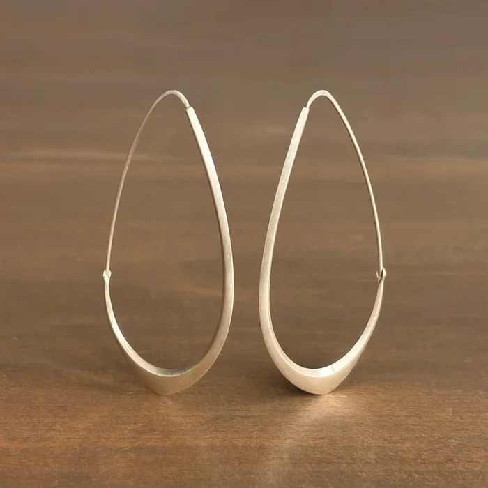 Large Silver Facet Hoop Earrings