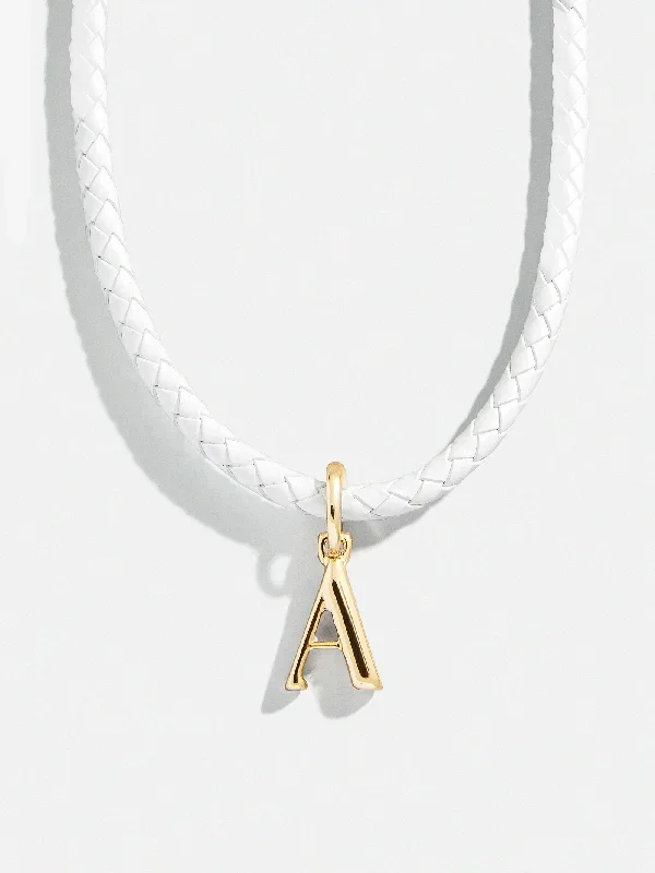 Leather Initial Necklace – White