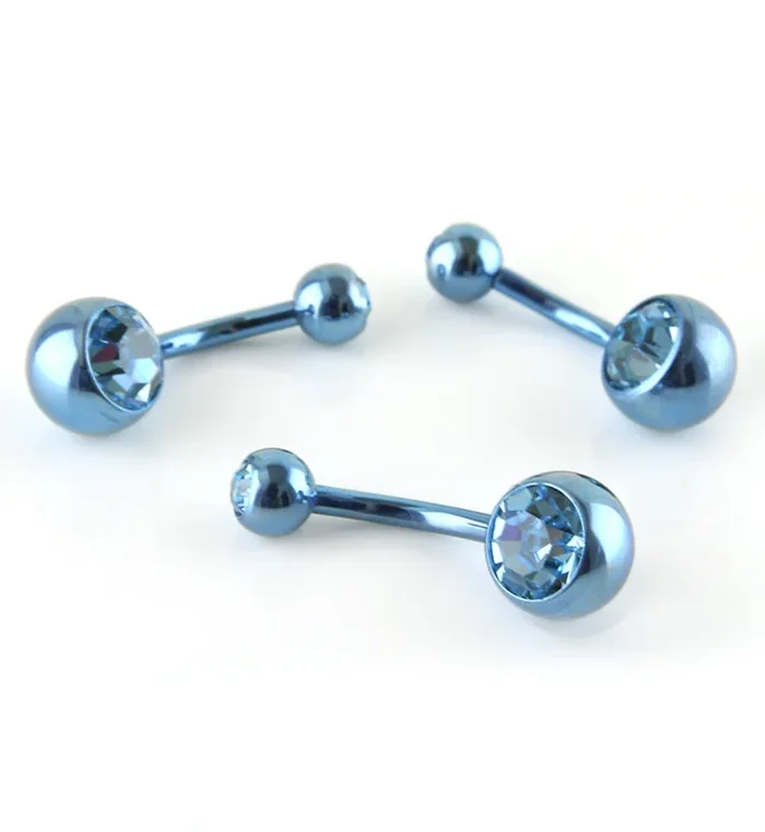 Light Blue Titanium Belly Button Ring – Aqua CZ Gem
