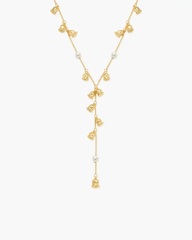 Lily of the Valley Pearl Lariat Necklace