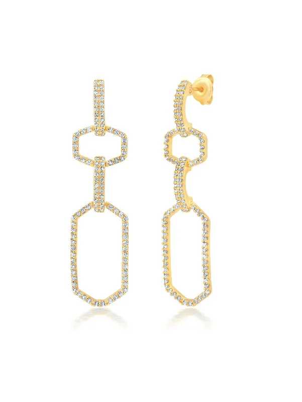 Linear Link Earrings in Gold
