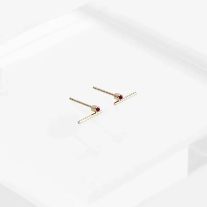 Livi Small Studs with Rubies