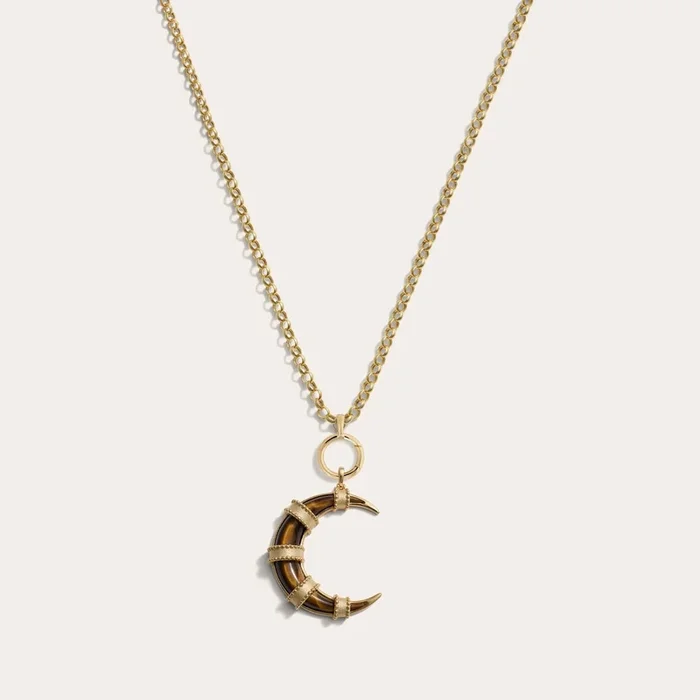 Long Boho Moon Charm Necklace