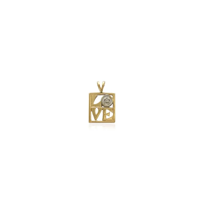 Love Square Framed Pendant (14K)