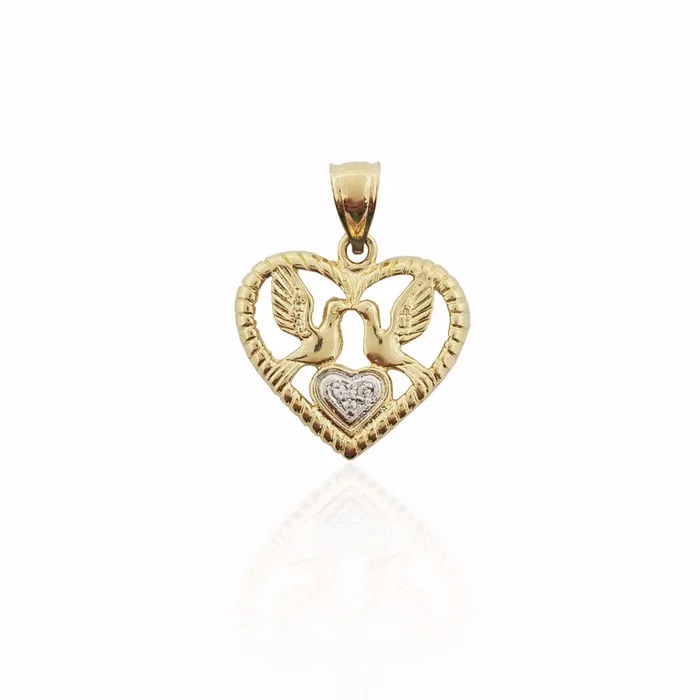 Lovebirds Heart Pendant (14K)