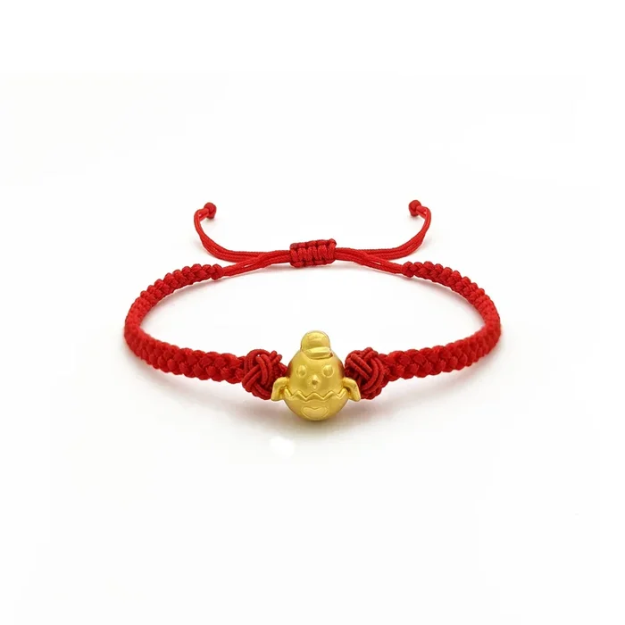 Lovely Baby Rooster Chinese Zodiac Red String Bracelet (24K)