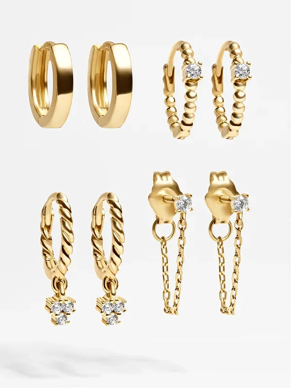 Luna 18K Gold Earring Set – Luna 18K Gold Earring Set