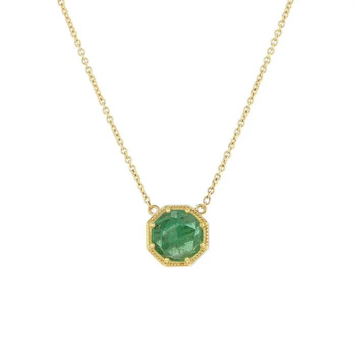 Maman Crown Bezel Emerald Necklace