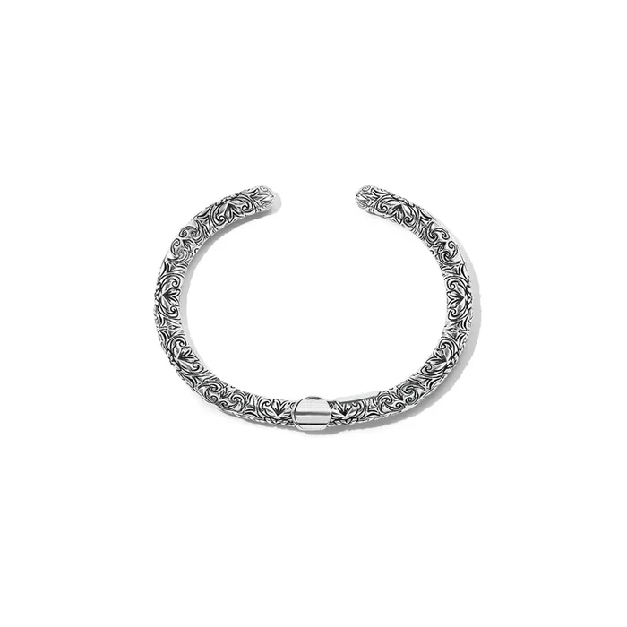 Marla Aaron Silver Embossed Hinged Cuffling Bangle