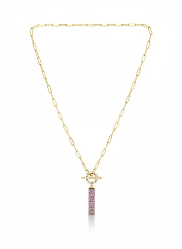 Marlo Druzy Bar with CZ Toggle Necklace