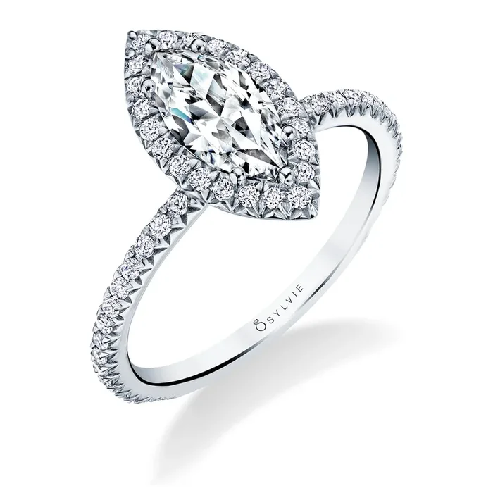 Marquise Classic Halo Engagement Ring – Vivian