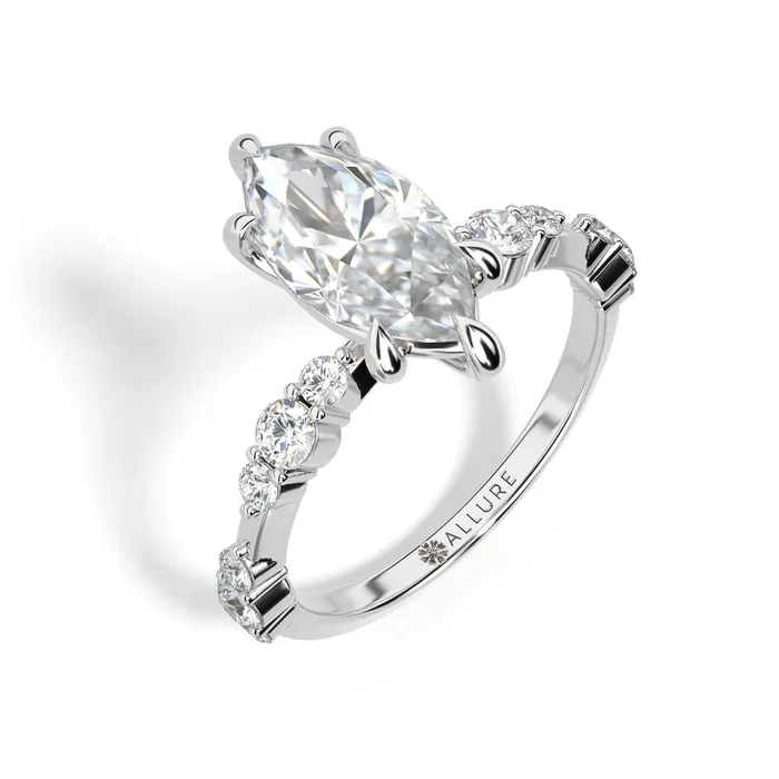 Marquise Solitaire with Rose Cut Diamond Accents by Allure