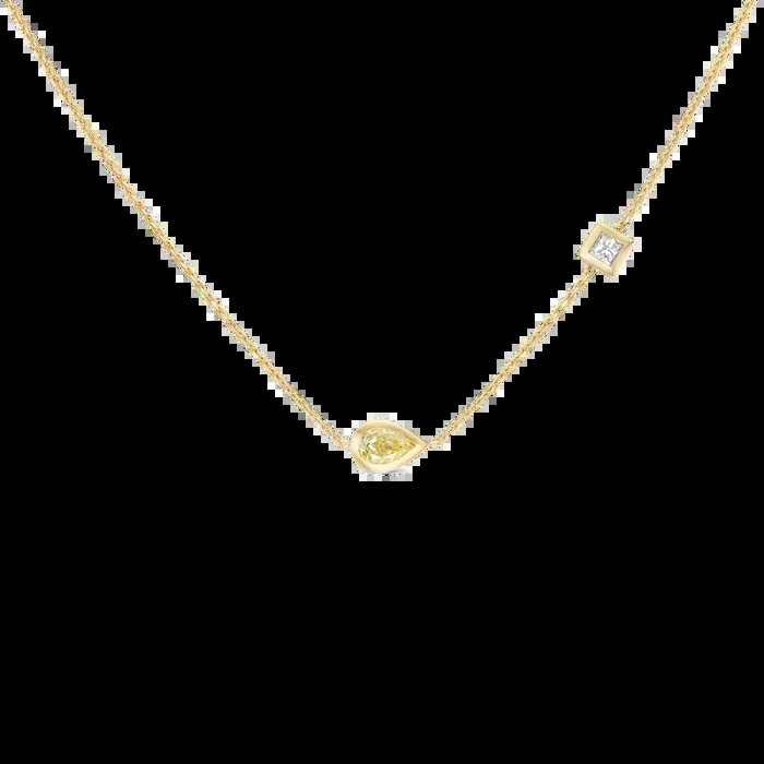 MAX MINI 2 STONE YELLOW DIAMOND NECKLACE