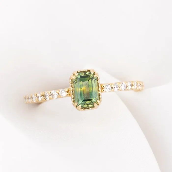 Maya Ring, 1.03ct Green Montana Sapphire